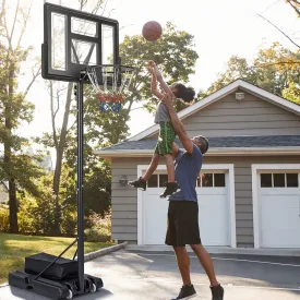 11-Level Portable Adjustable Basketball Hoop and Goals System with Build-In Wheels