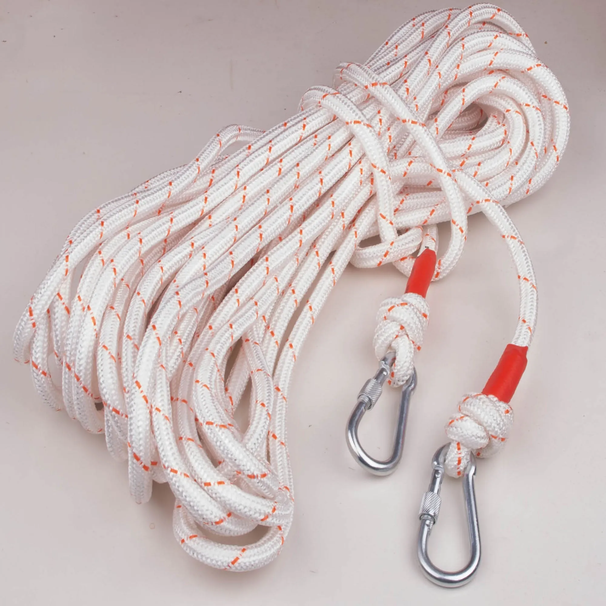 12mm Nylon Safety Climbing Rope with Carabiners, 20m