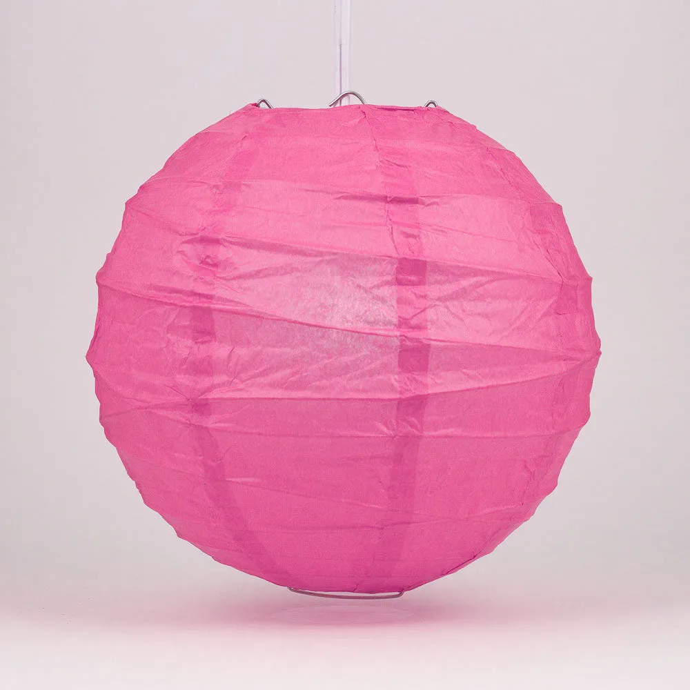 12" Fuchsia / Hot Pink Round Paper Lantern, Crisscross Ribbing, Chinese Hanging Wedding & Party Decoration