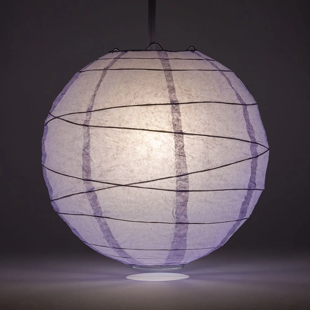 12" Lavender Round Paper Lantern, Crisscross Ribbing, Chinese Hanging Wedding & Party Decoration