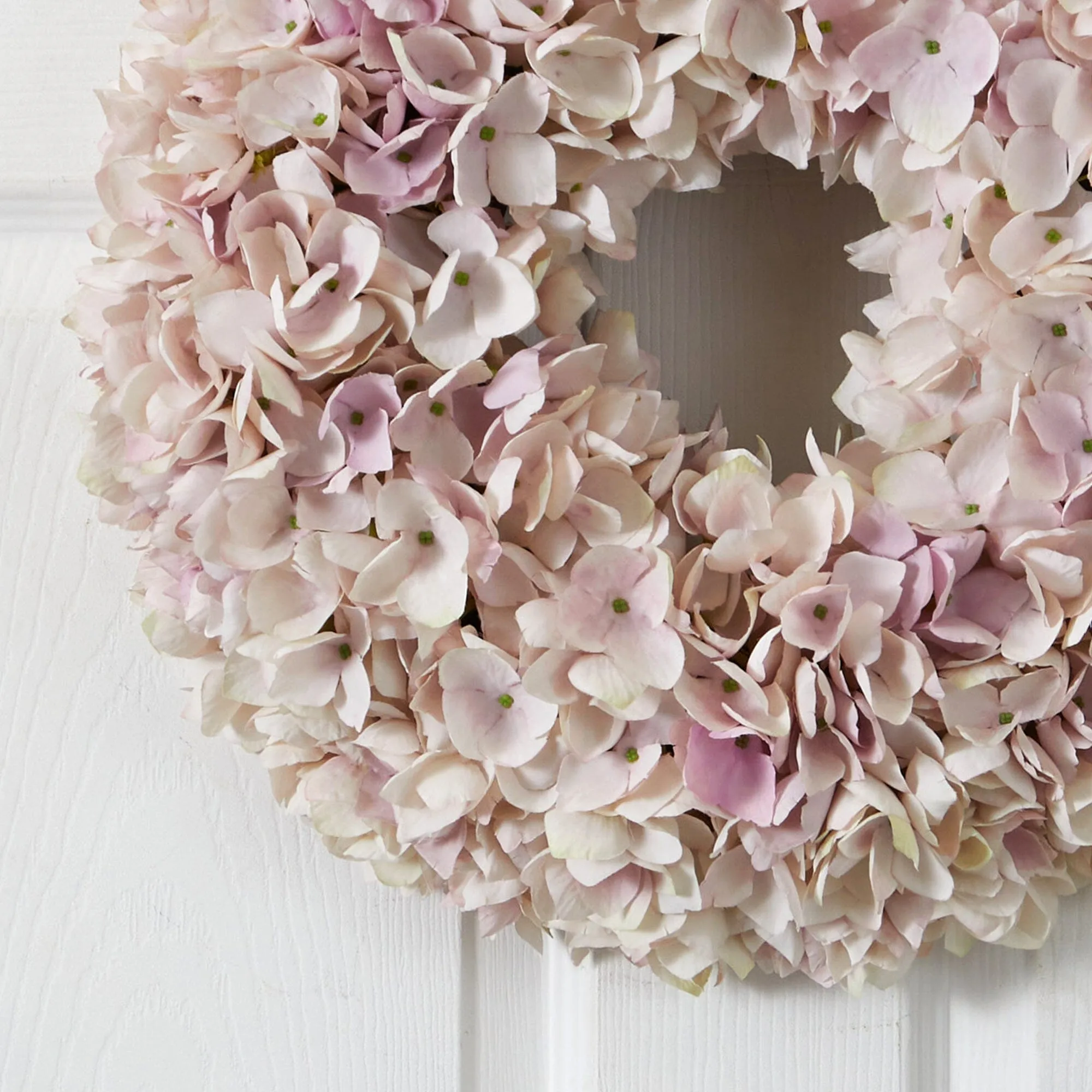 16” Hydrangea Artificial Wreath Pink & White Shades