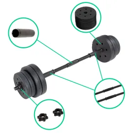 20kg Cement-Filled ABS Dumbbell Set, Adjustable Weights