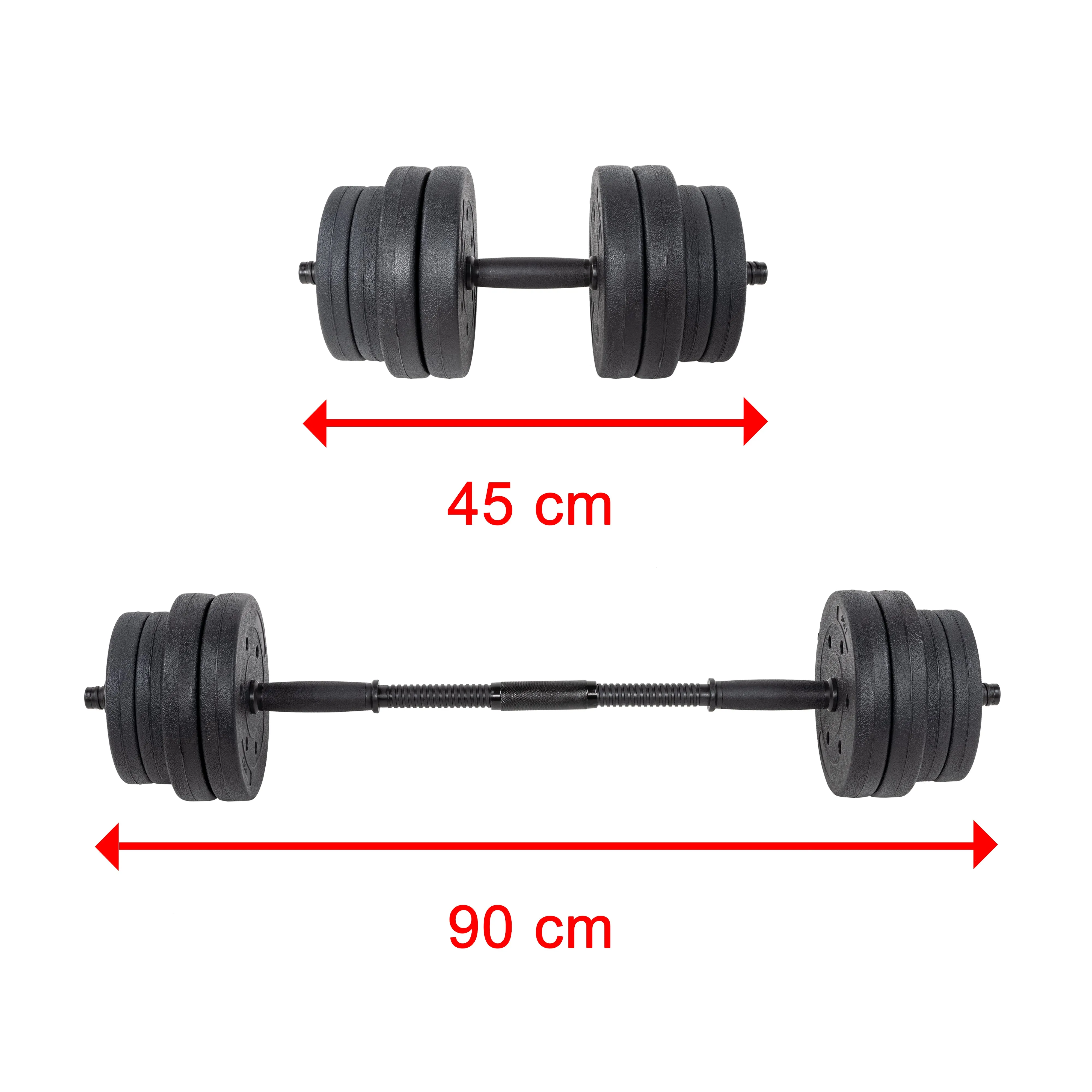 20kg Cement-Filled ABS Dumbbell Set, Adjustable Weights