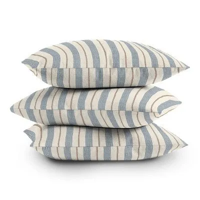 20" x 20" Little Arrow Design Co. Ivy Stripes Outdoor Throw Pillow Cream/Blue - Deny Designs