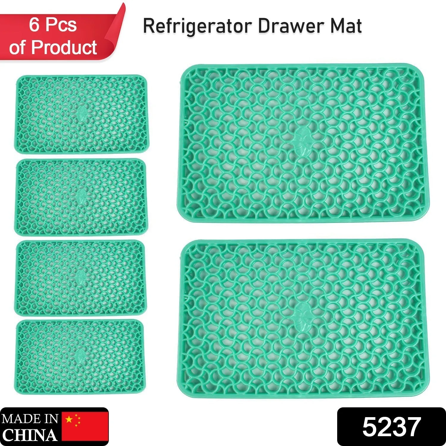 5237 Waterproof PVC Refrigerator Drawer Mats /  Multipurpose Mats / Fridge Mats Set of 6 Pcs