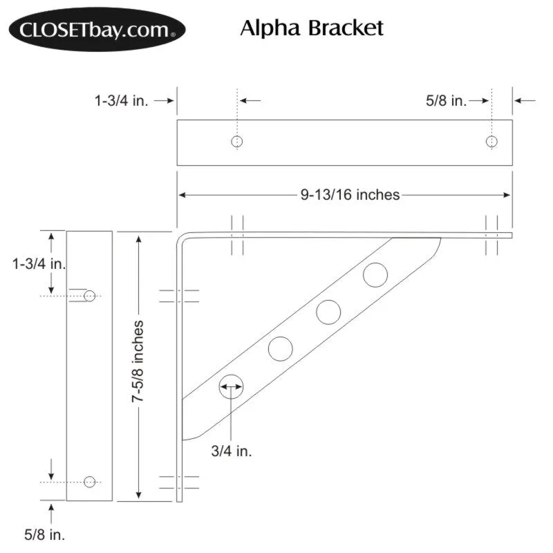 Alpha Shelf Bracket (X2), Satin Nickel