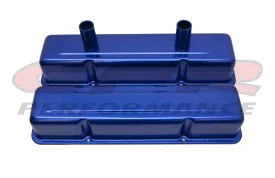 ALUMINUM STAMPED TALL VALVE COVERS CHEVY SB CIRCLE TRACK 283-400 -  ANODIZED BLUE