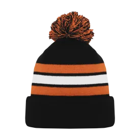 Athletic Knit (AK) A1830A-223 Adult Black/Orange/White Hockey Toque/Beanie