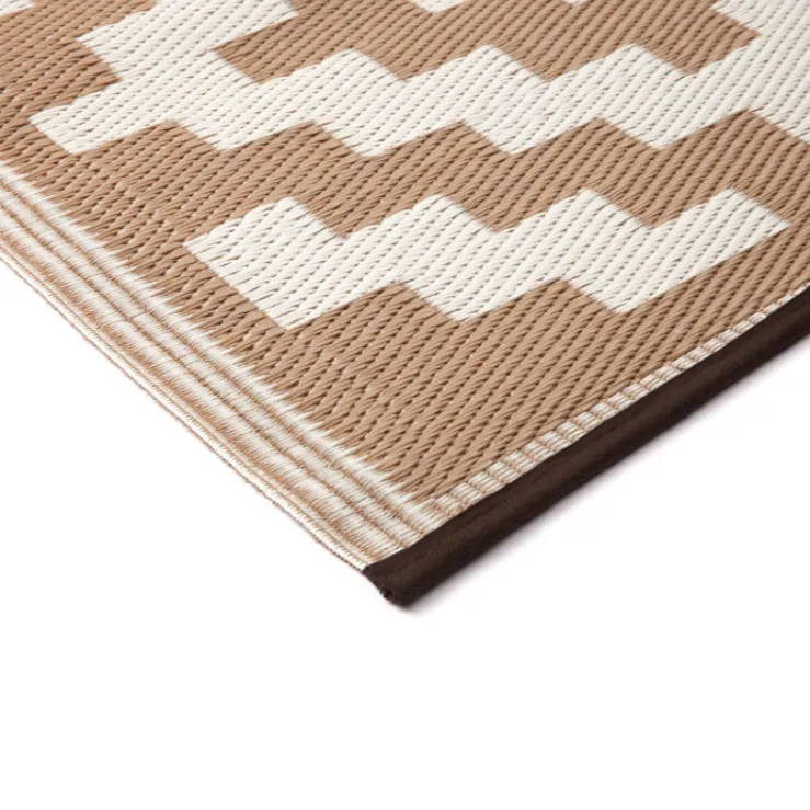 Aztec Beige and White Foldable Waterproof Large Camping Mat - 270x360 CM