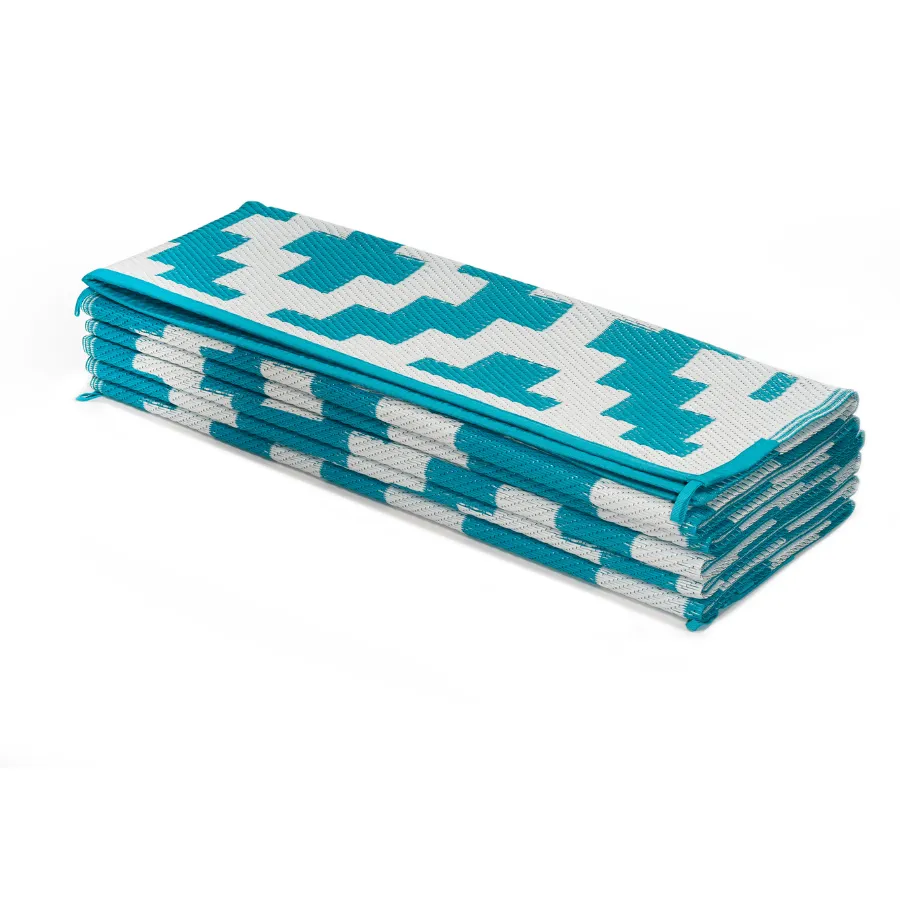 Aztec Teal & White Diamond Pattern Foldable Waterproof Large Camping Mat - 270x360 CM