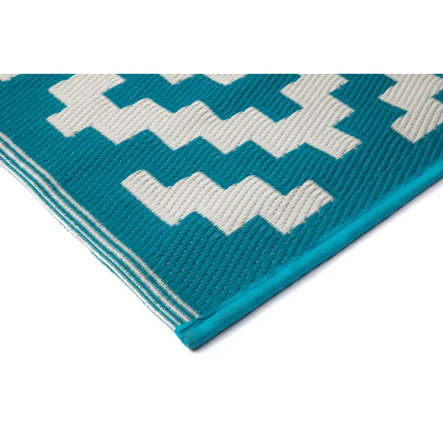 Aztec Teal & White Diamond Pattern Foldable Waterproof Large Camping Mat - 270x360 CM