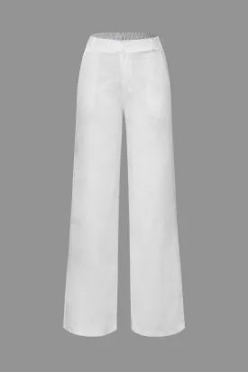 Basic Linen-Blend Straight Leg Pants