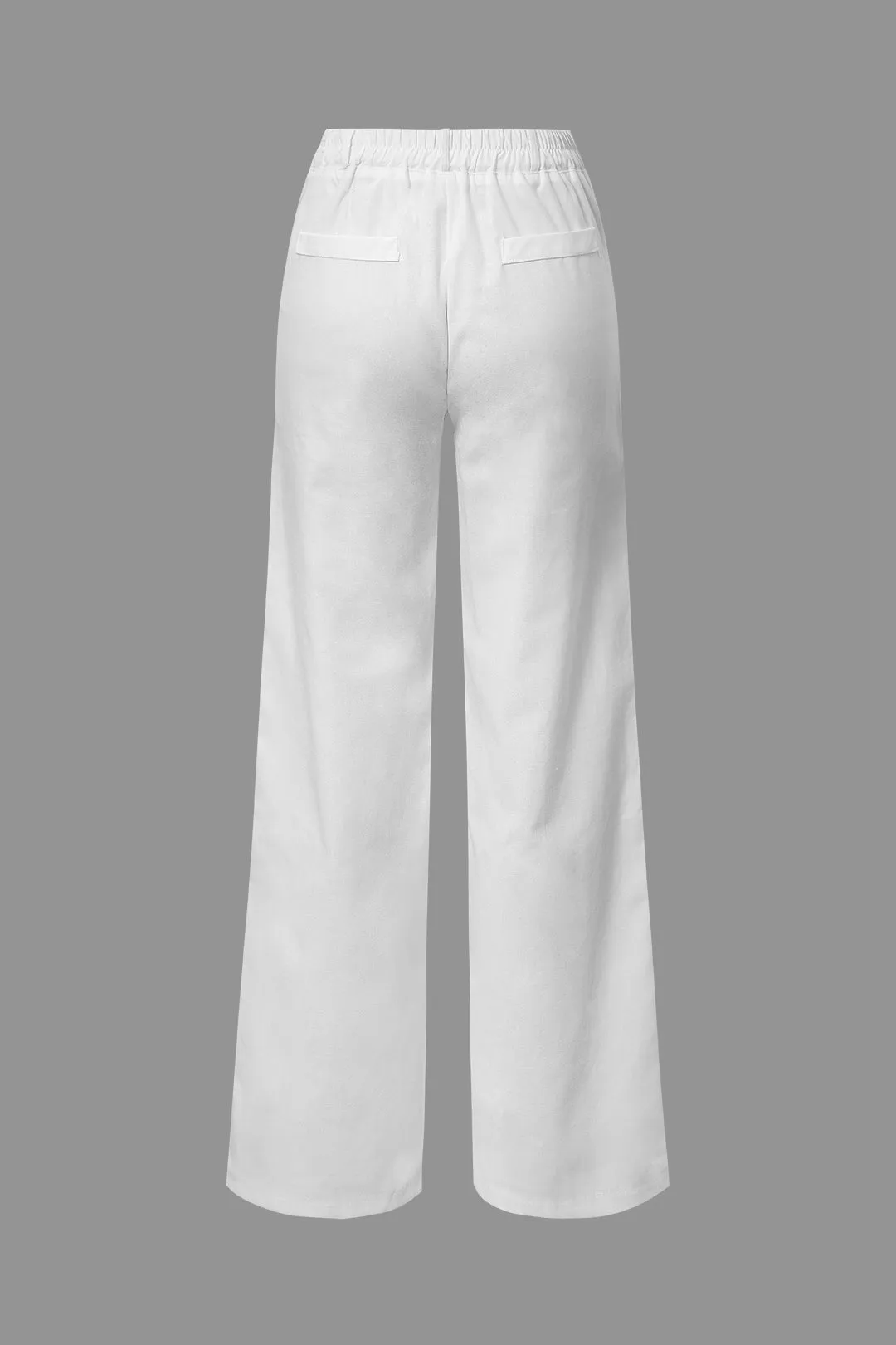 Basic Linen-Blend Straight Leg Pants