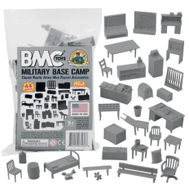 BMC Classic Marx Military Base Camp Gray 44pc Plastic Army Men Playset Accessory