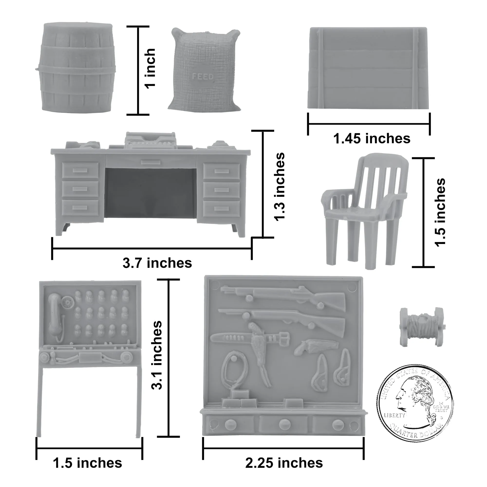 BMC Classic Marx Military Base Camp Gray 44pc Plastic Army Men Playset Accessory