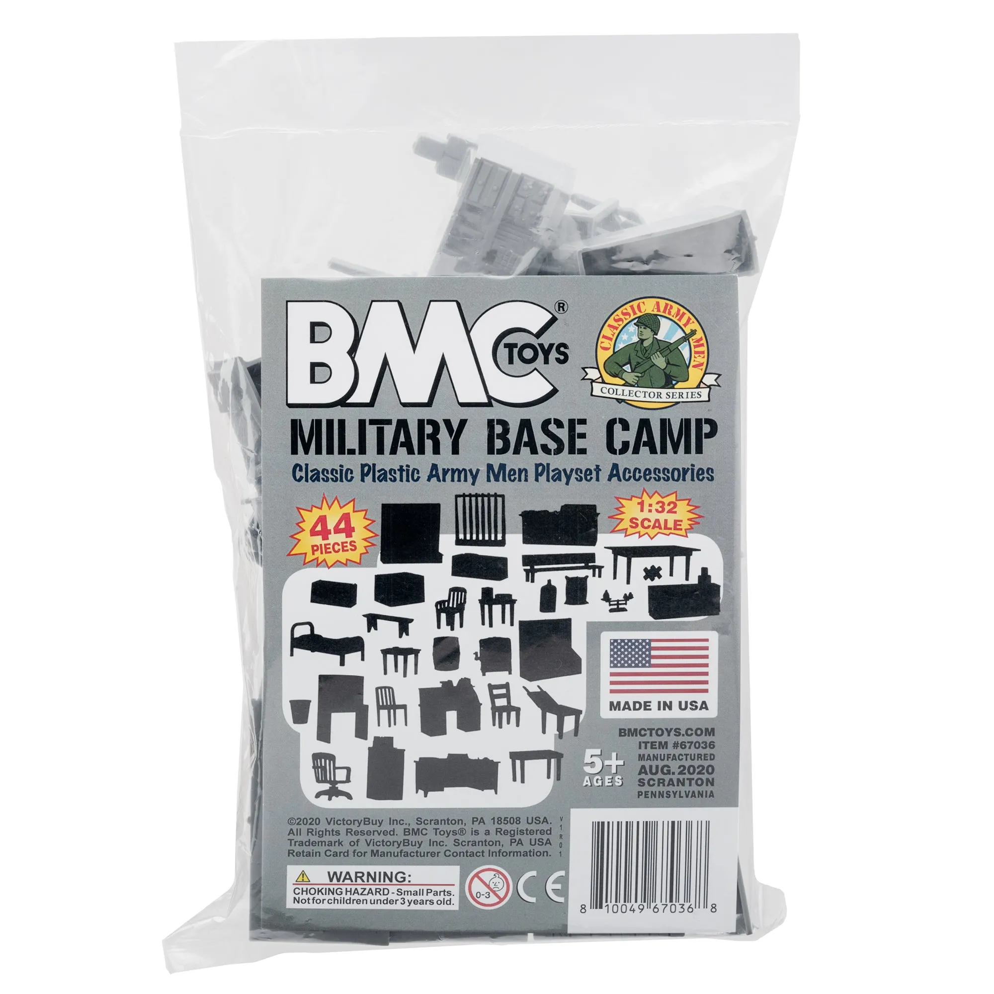 BMC Classic Marx Military Base Camp Gray 44pc Plastic Army Men Playset Accessory