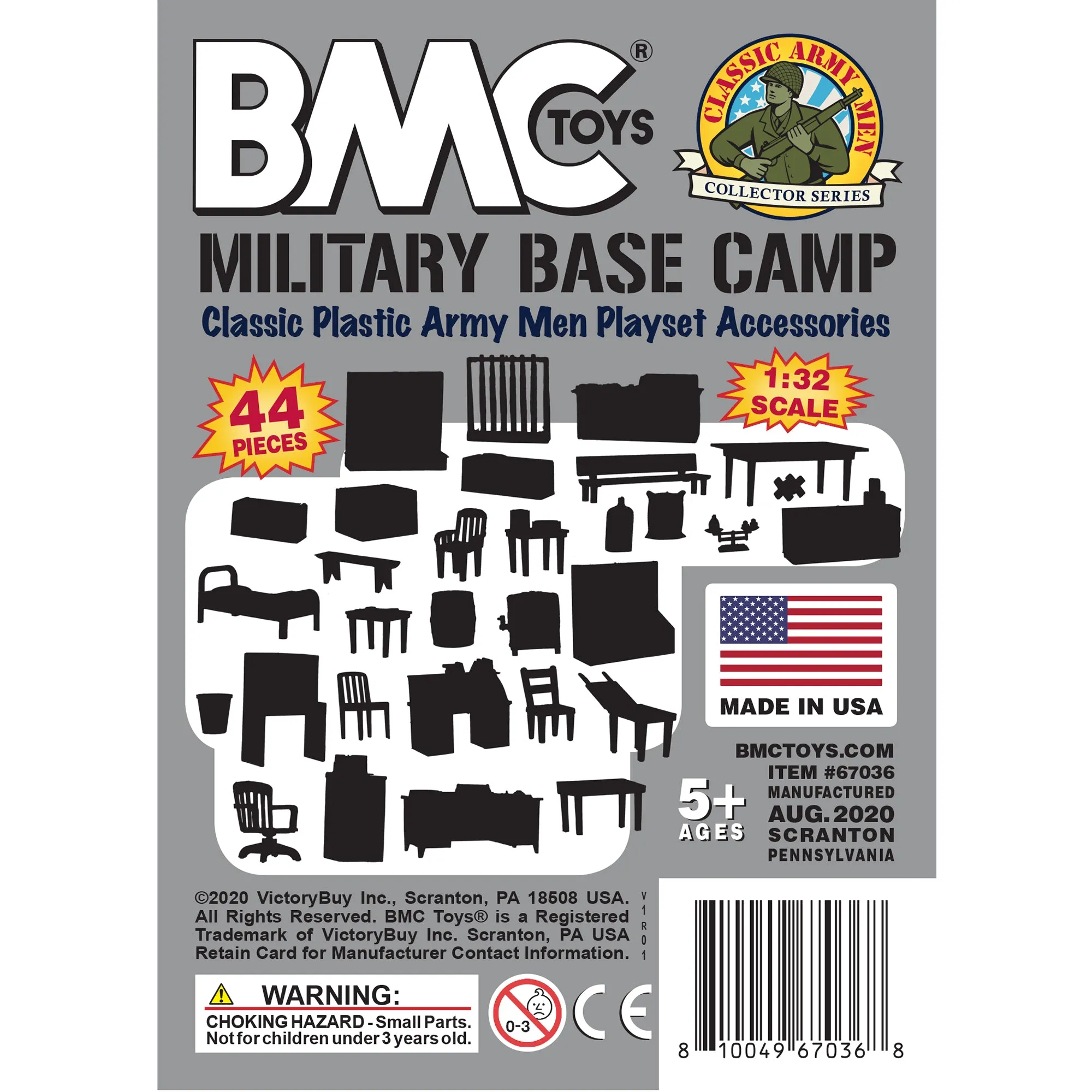 BMC Classic Marx Military Base Camp Gray 44pc Plastic Army Men Playset Accessory