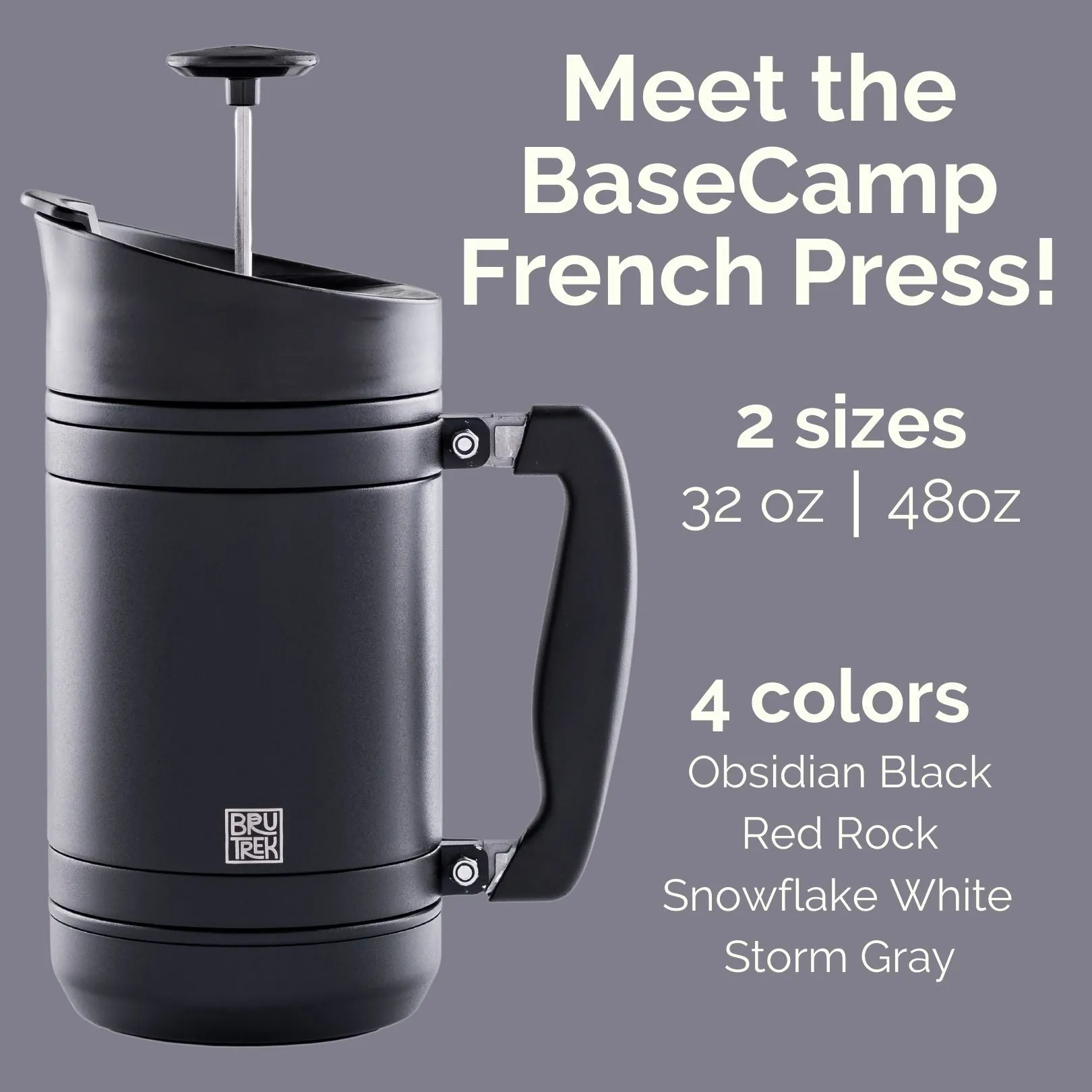 BruTrek BaseCamp 32oz French Press - Red Rock