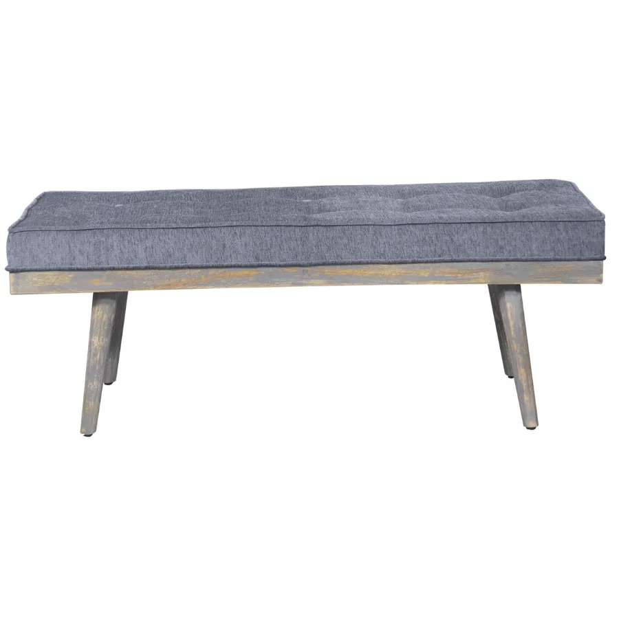 Capella Grey 2 Seater Upholstered Entryway Seating Cushioned Bench - 120 Cm