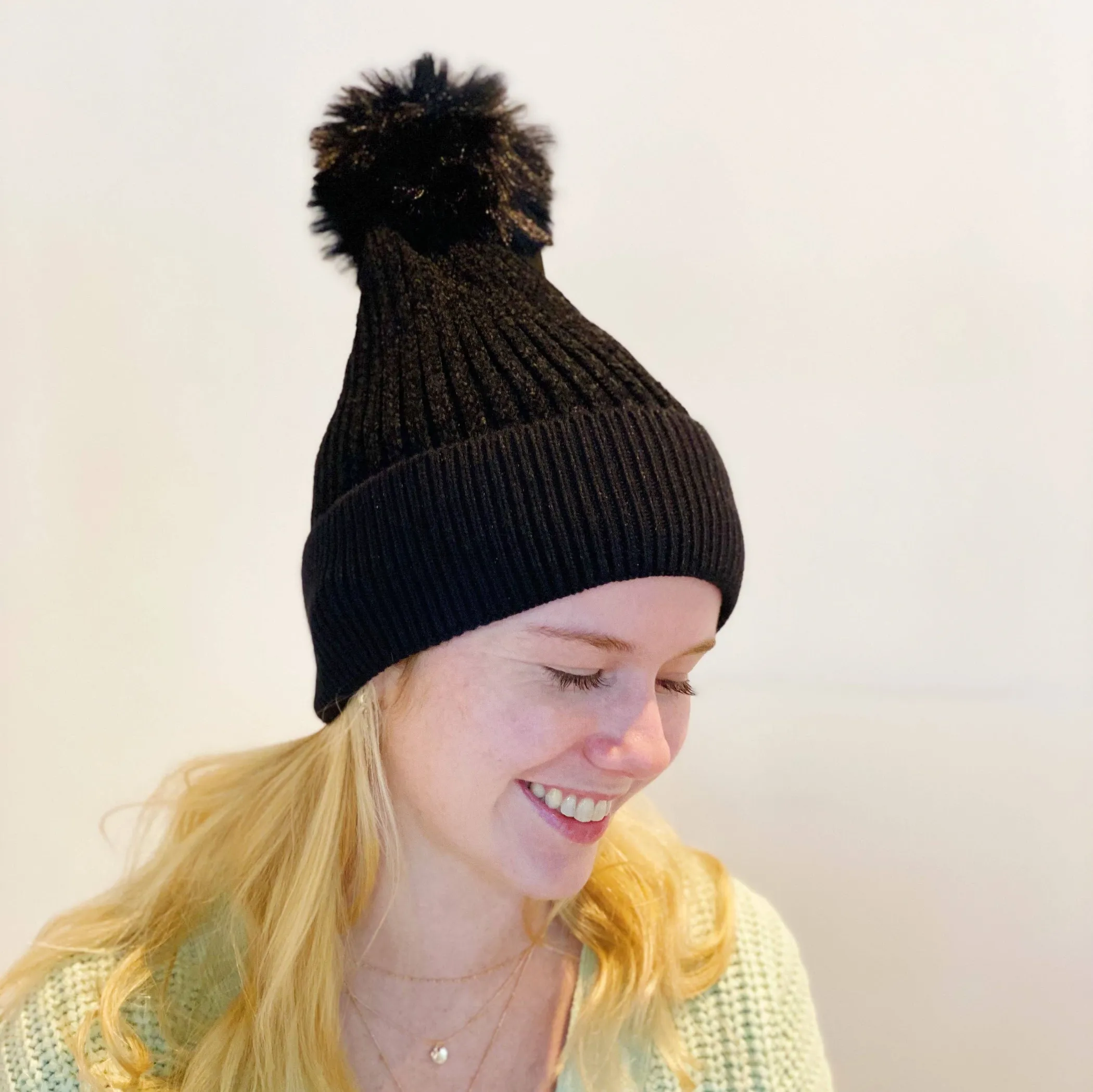 Chenille Pom Beanie