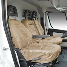 Citroen Relay Fully Tailored Inka Waterproof Front Single and Double Set Seat Covers 2006 - 2016 Heavy Duty Right Hand Drive Beige