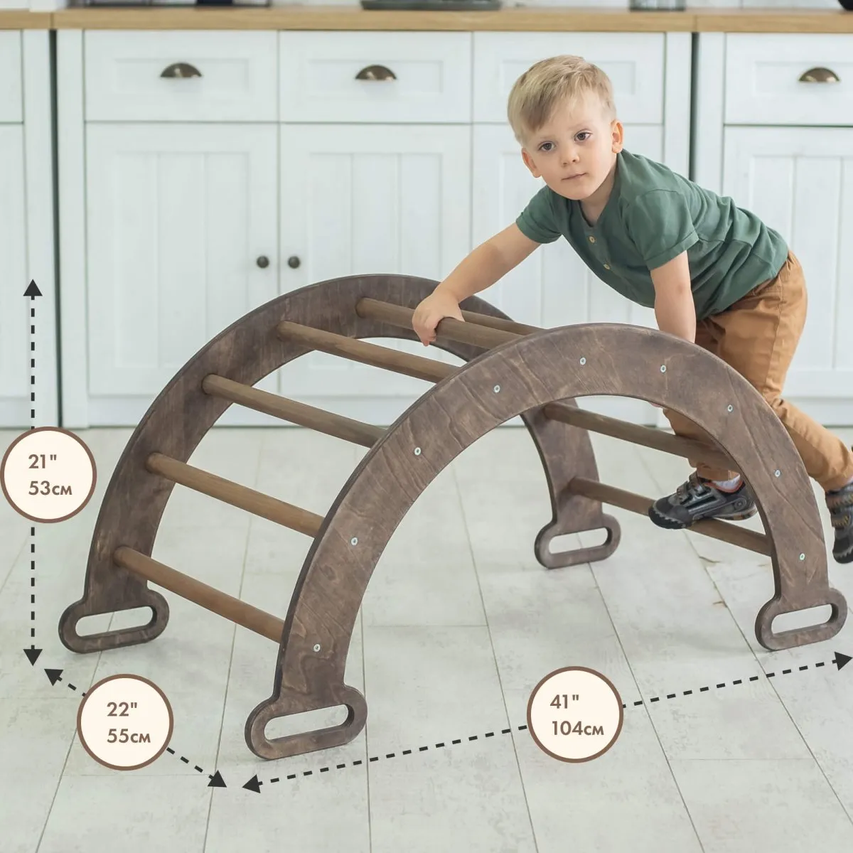 Climbing Arch & Rocker Balance - Montessori Climbers for Kids 1-7 y.o. – Chocolate