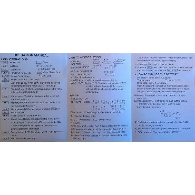 Club Large Student Solar Powered Desk Calculator - Black / White - 1 Colour Sent at Random