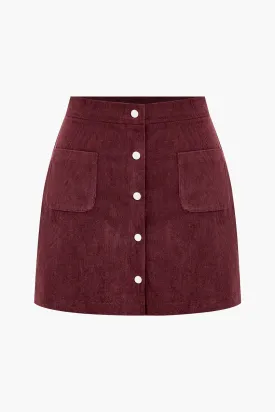 Corduroy Button Skirt