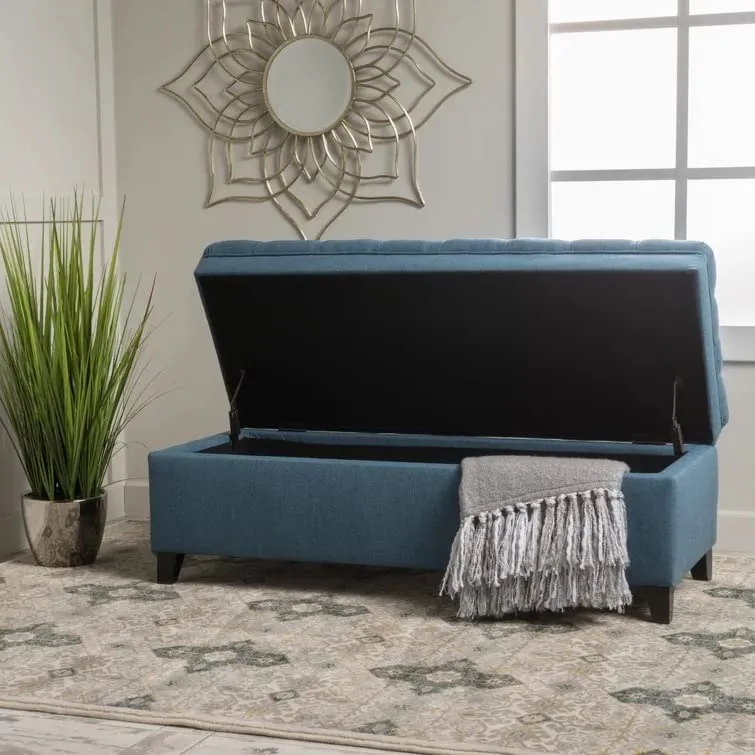 Delfina 2 Seater Fabric Storage Ottoman Bench Sette Pouffe Puffy for Foot Rest