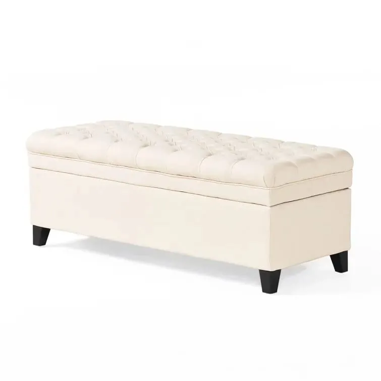 Delfina 2 Seater Fabric Storage Ottoman Bench Sette Pouffe Puffy for Foot Rest