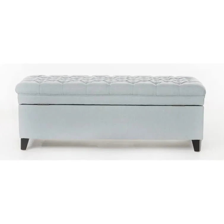 Delfina 2 Seater Fabric Storage Ottoman Bench Sette Pouffe Puffy for Foot Rest