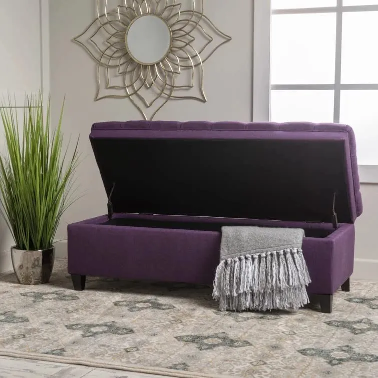 Delfina 2 Seater Fabric Storage Ottoman Bench Sette Pouffe Puffy for Foot Rest