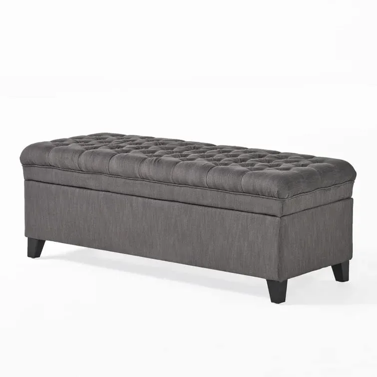 Delfina 2 Seater Fabric Storage Ottoman Bench Sette Pouffe Puffy for Foot Rest