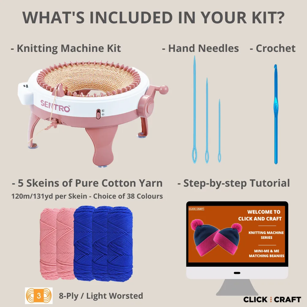 DIY Knitting Machine Kit - Matching Beanies