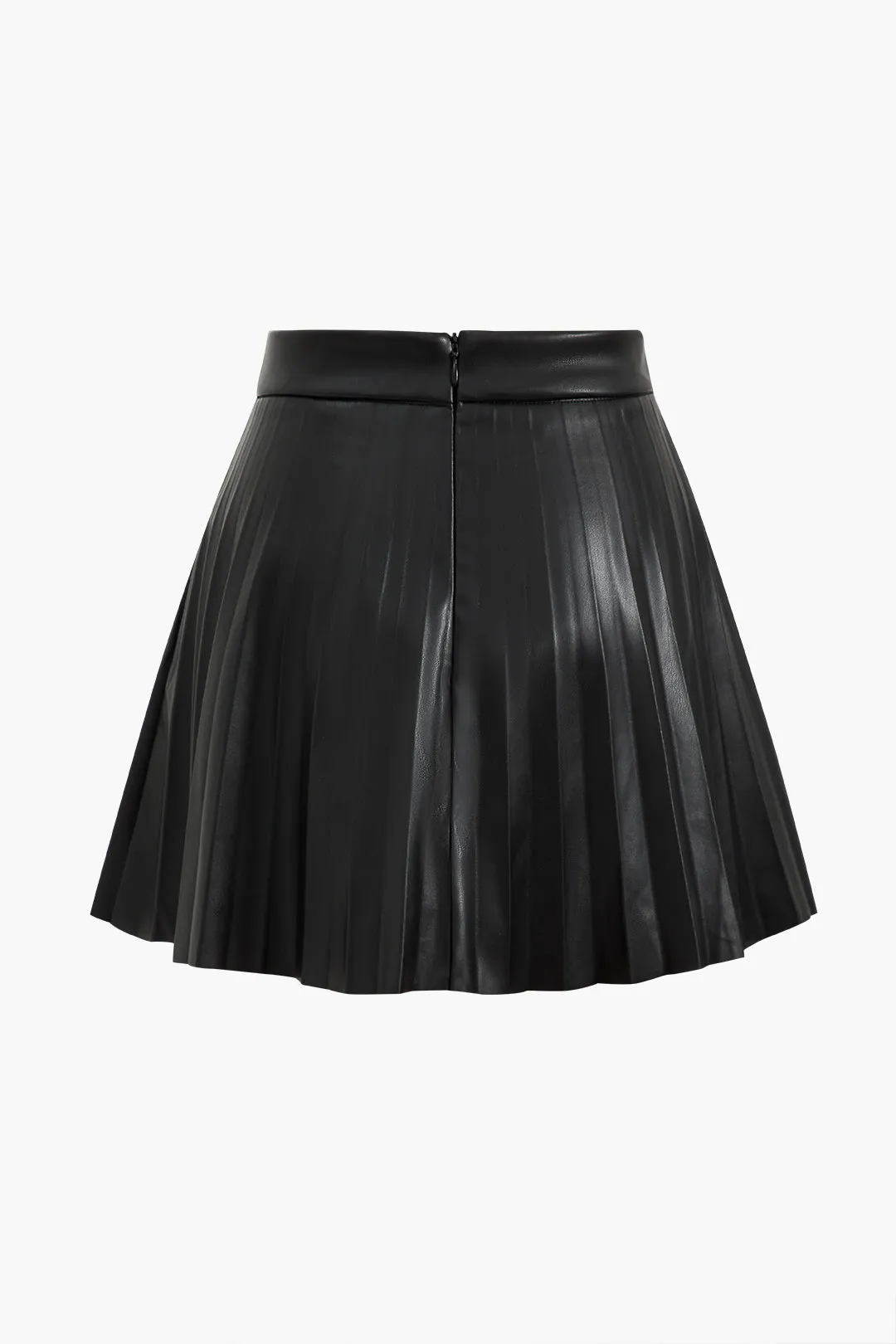 Faux Leather Pleated Skirt