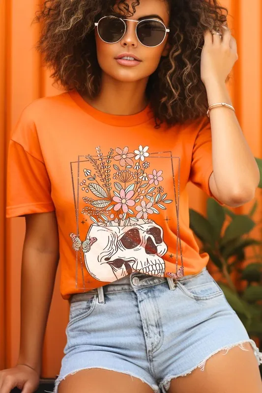 Floral Skull Graphic Tee