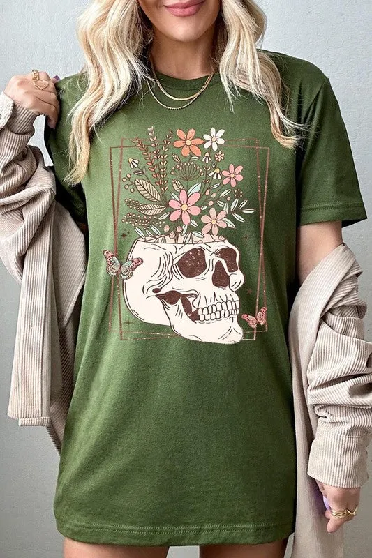 Floral Skull Graphic Tee