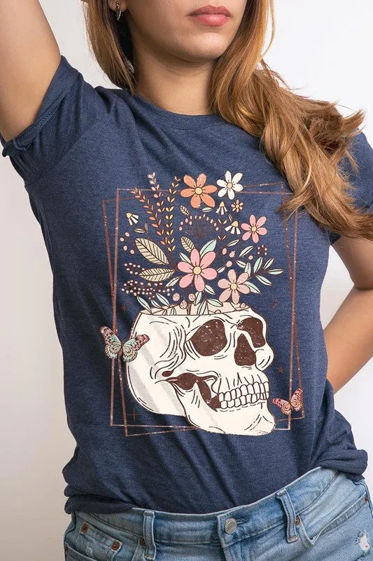 Floral Skull Graphic Tee