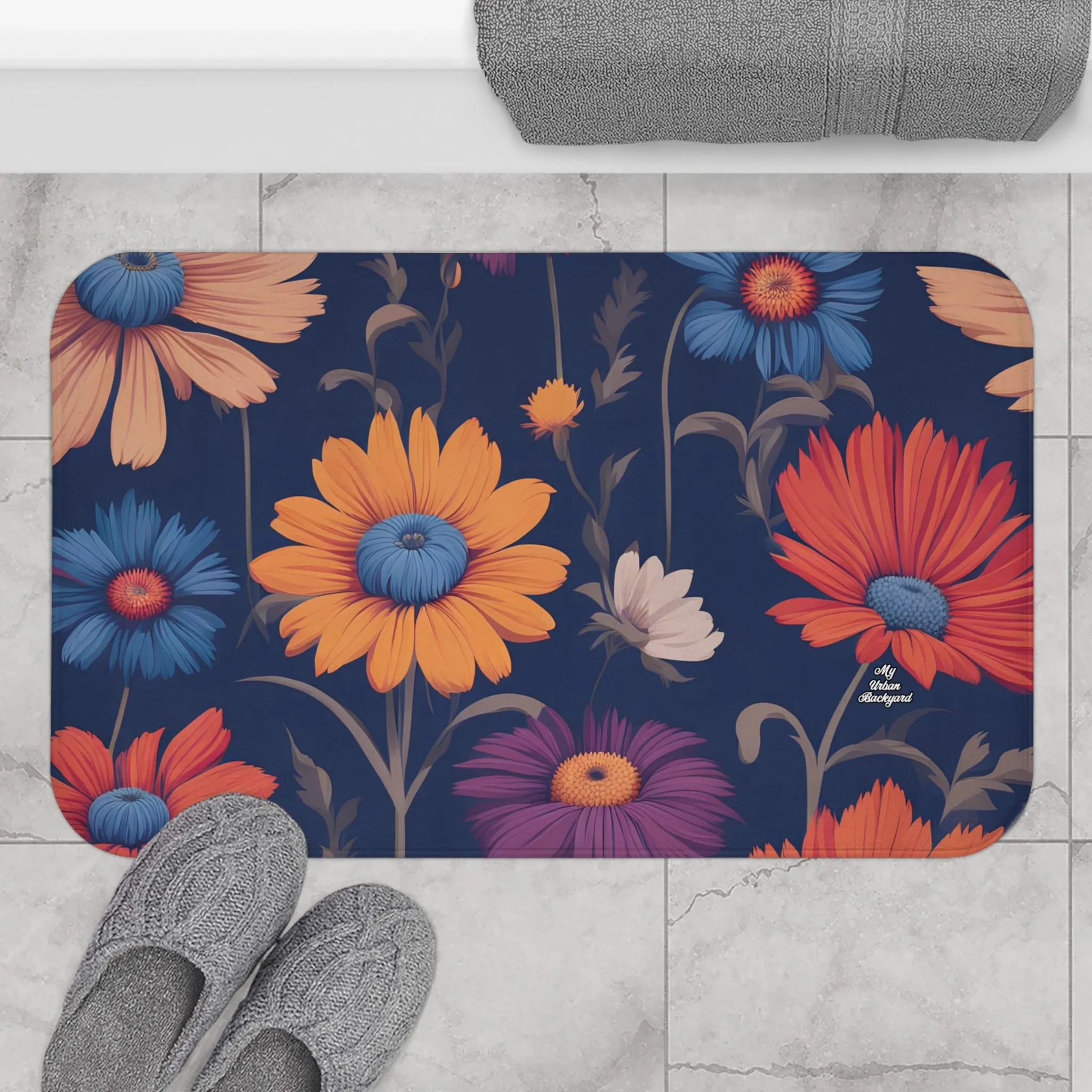 Fun Wildflowers, Memory Foam Bath Mat - Cozy Bathroom Essential