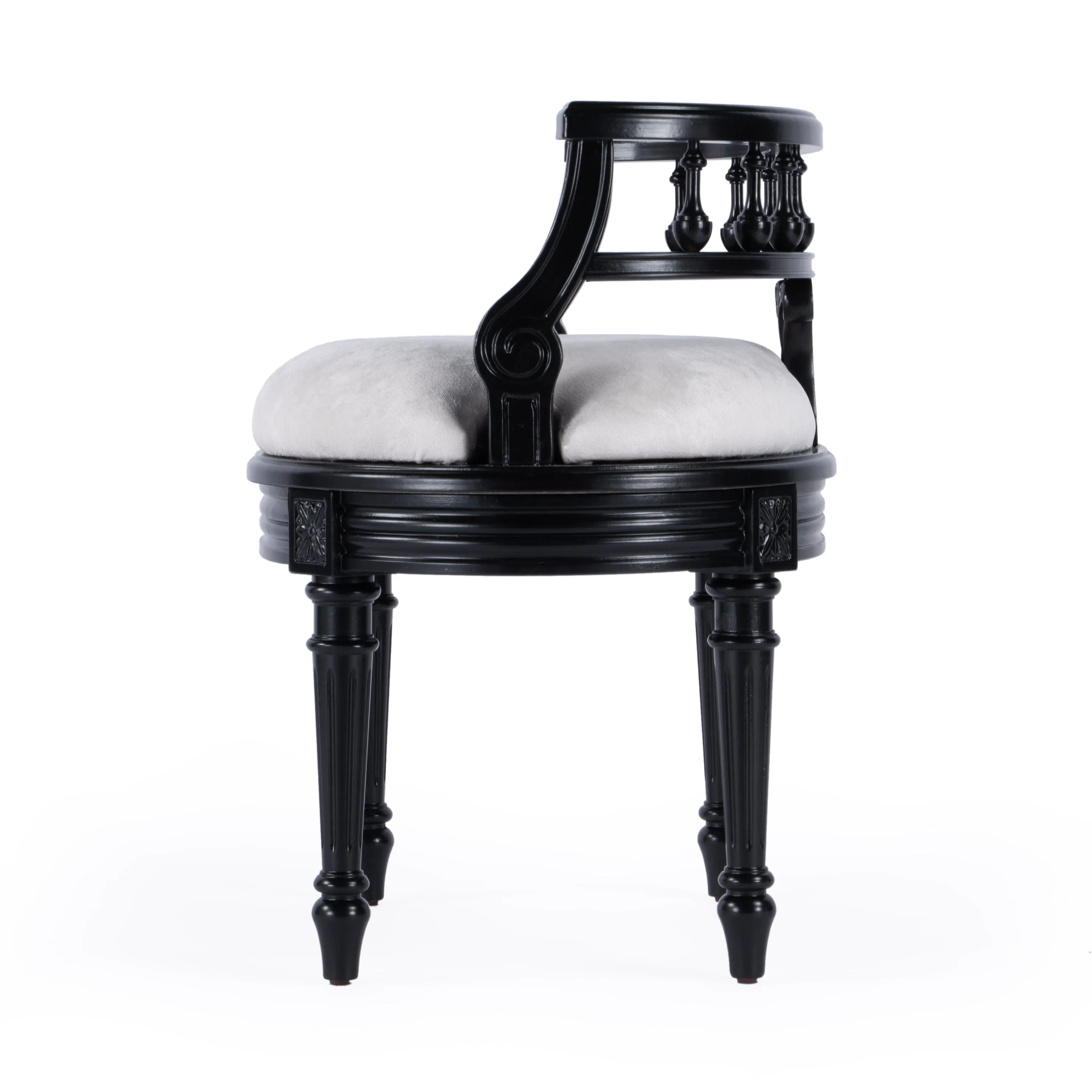 Hathaway Upholstered 22.5"W Vanity Seat in Black  1218111