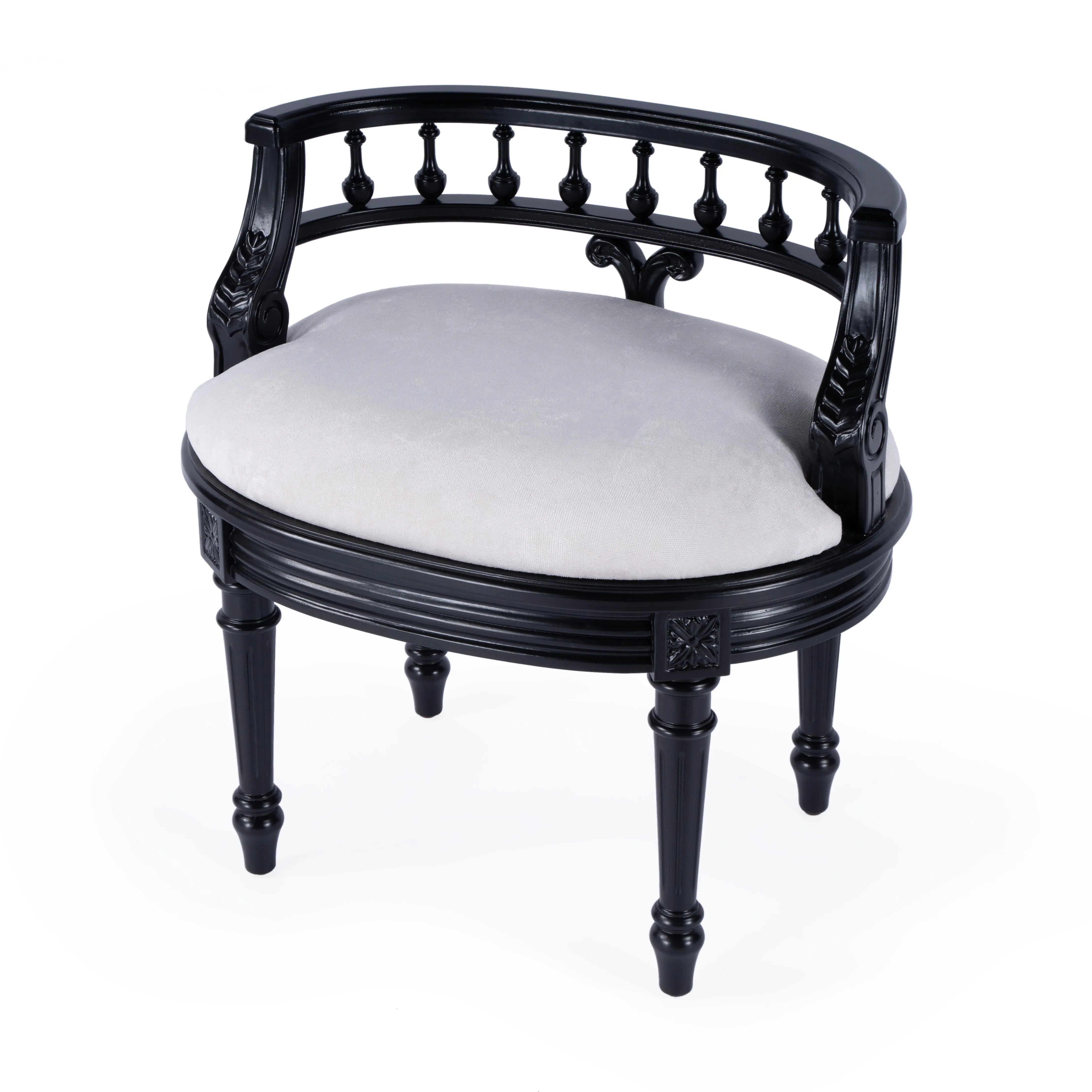 Hathaway Upholstered 22.5"W Vanity Seat in Black  1218111