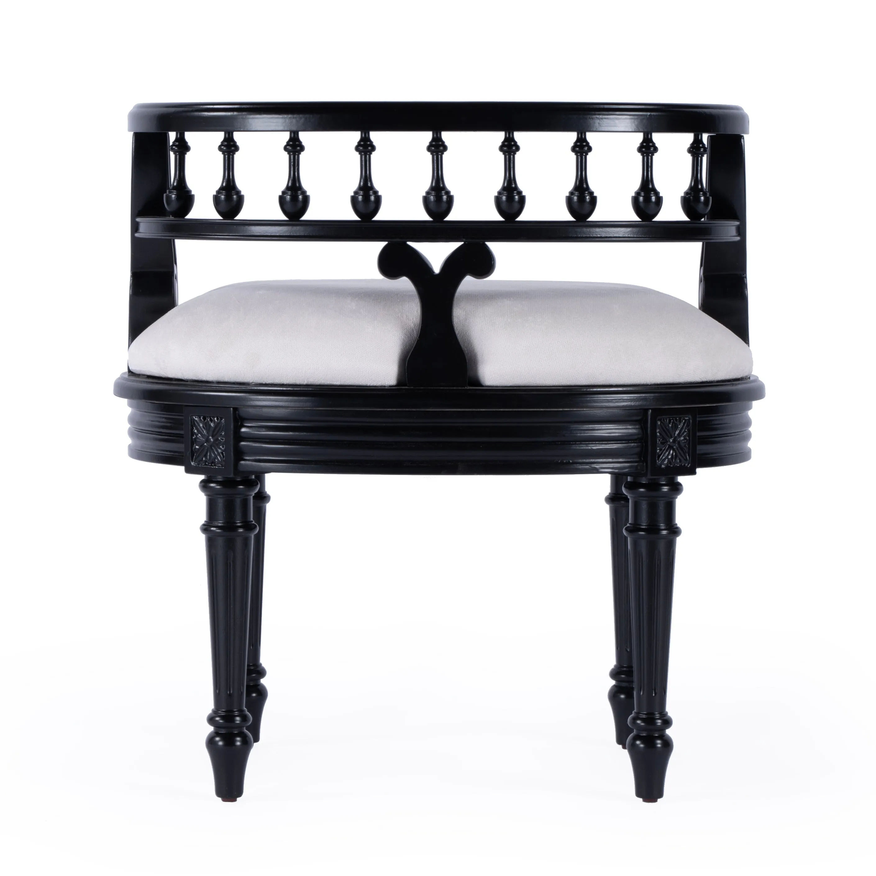 Hathaway Upholstered 22.5"W Vanity Seat in Black  1218111