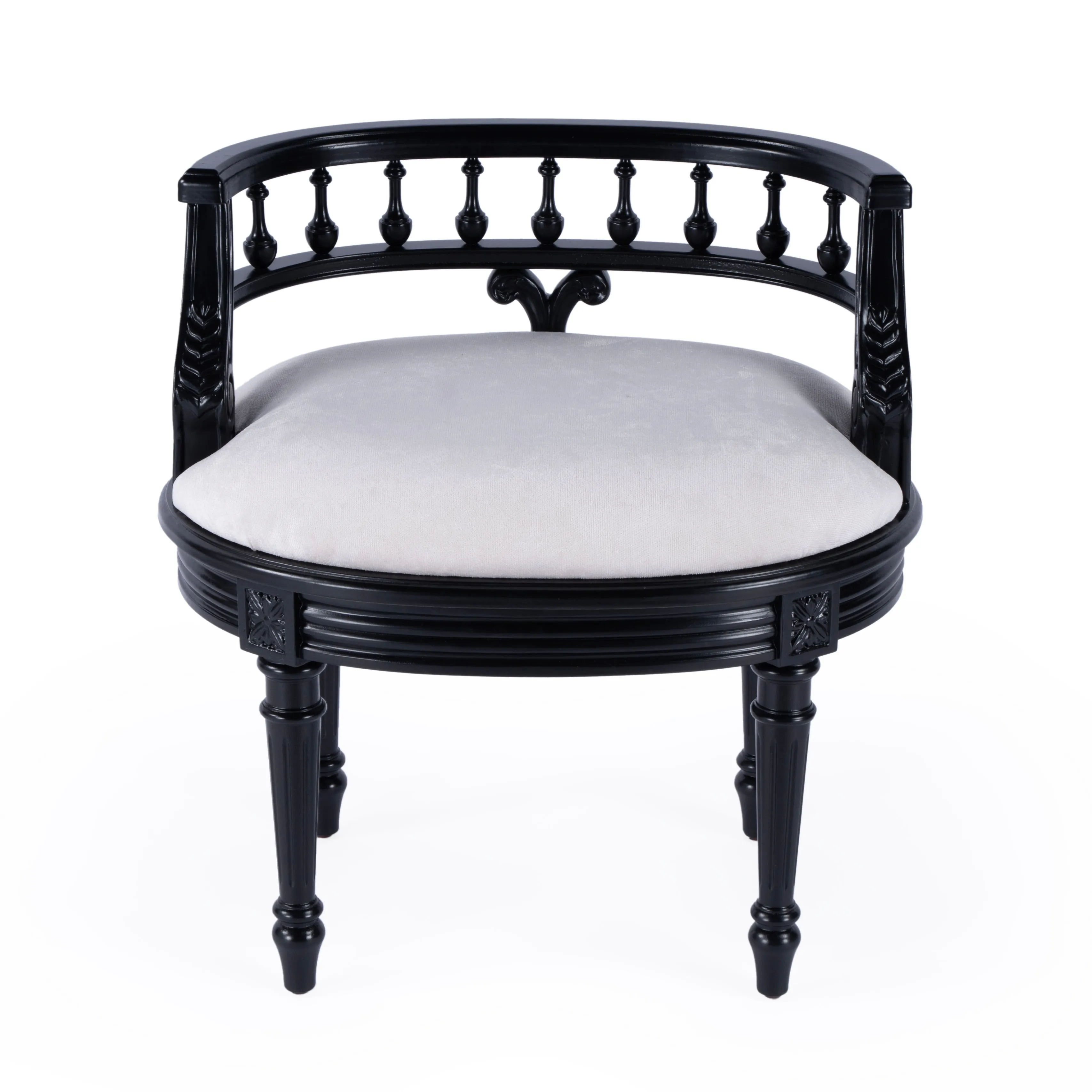 Hathaway Upholstered 22.5"W Vanity Seat in Black  1218111