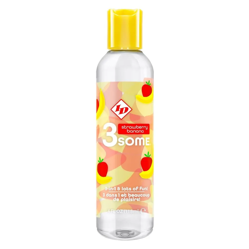 ID 3some Strawberry Banana Flavoured 3-In-1 Lubricant 118ml