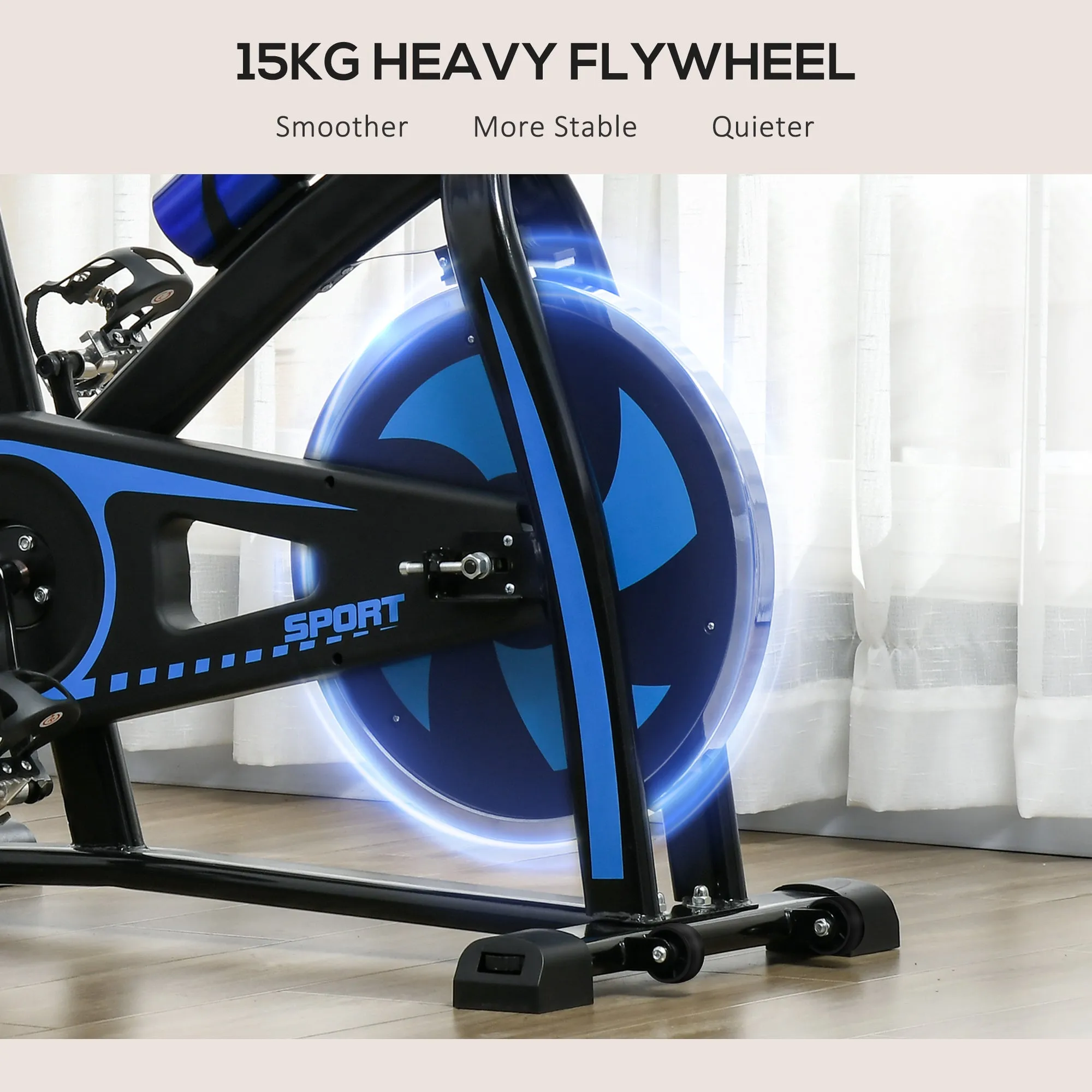 Indoor Exercise Bike Stationary Bike for Home Gym Workout, Blue