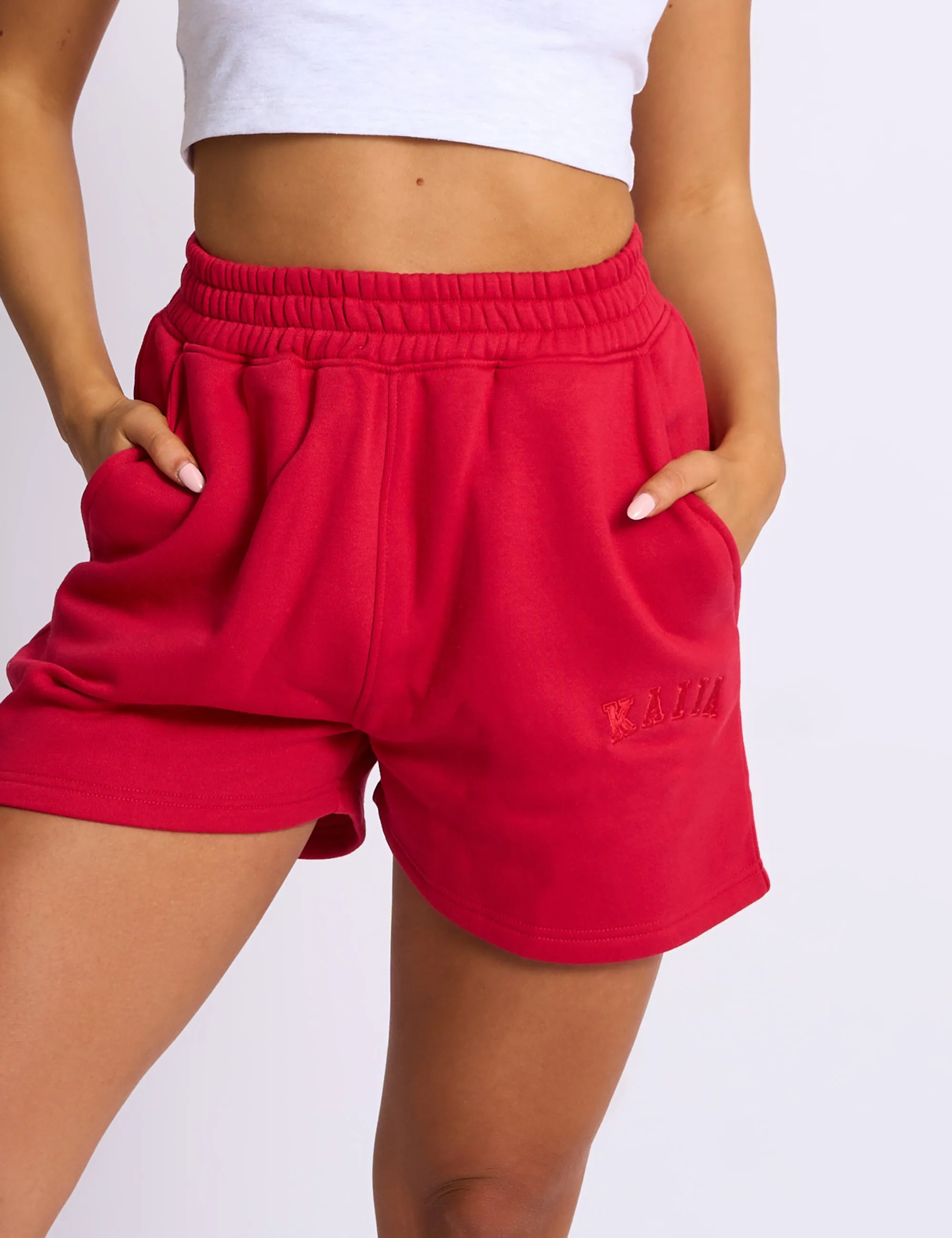 Kaiia Logo Sweat Shorts Red