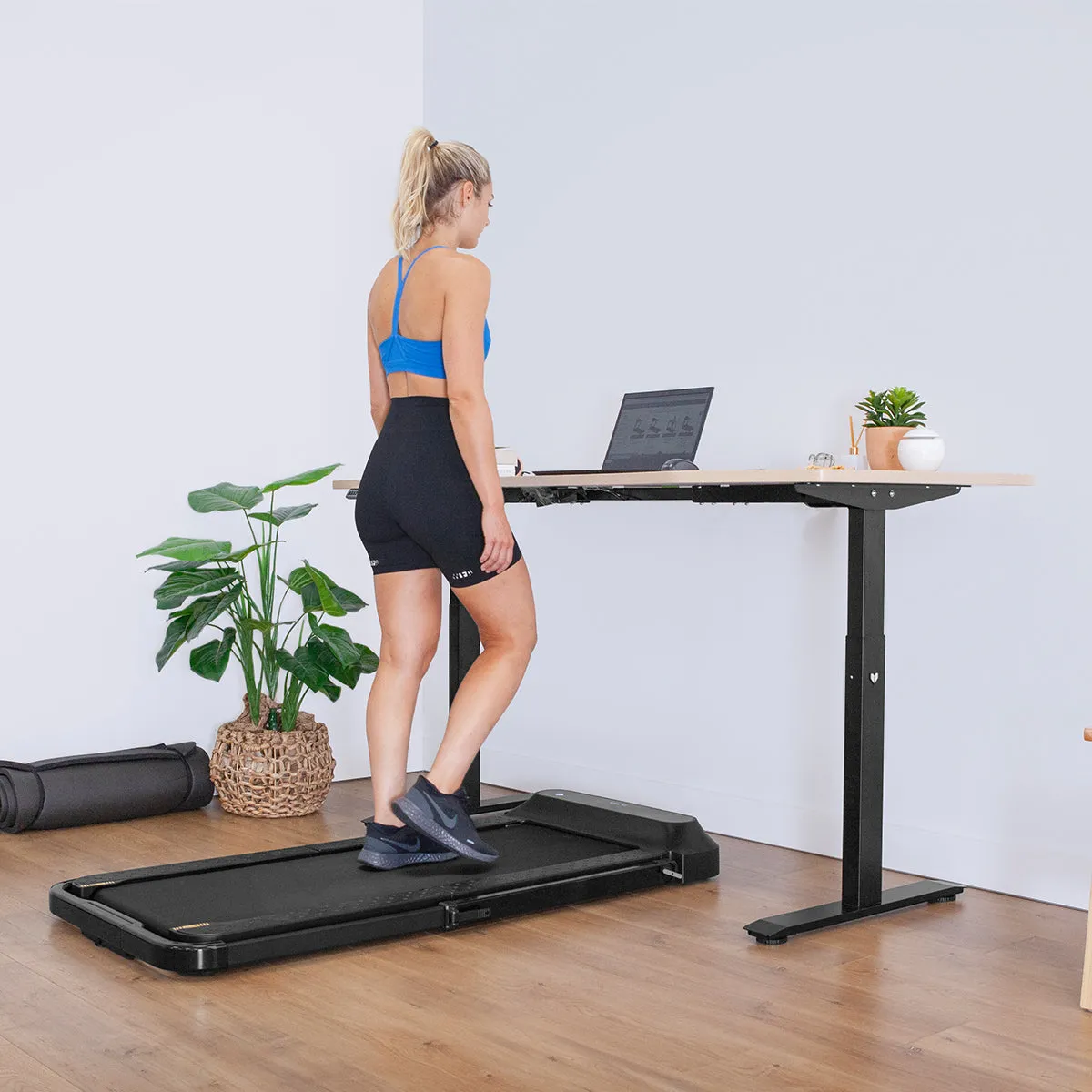 Lifespan Fitness - V-FOLD Treadmill with ErgoDesk Automatic Standing Desk 1500mm in Oak