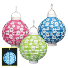 Light-Up Hibiscus Paper Lanterns 8in. 3Pk