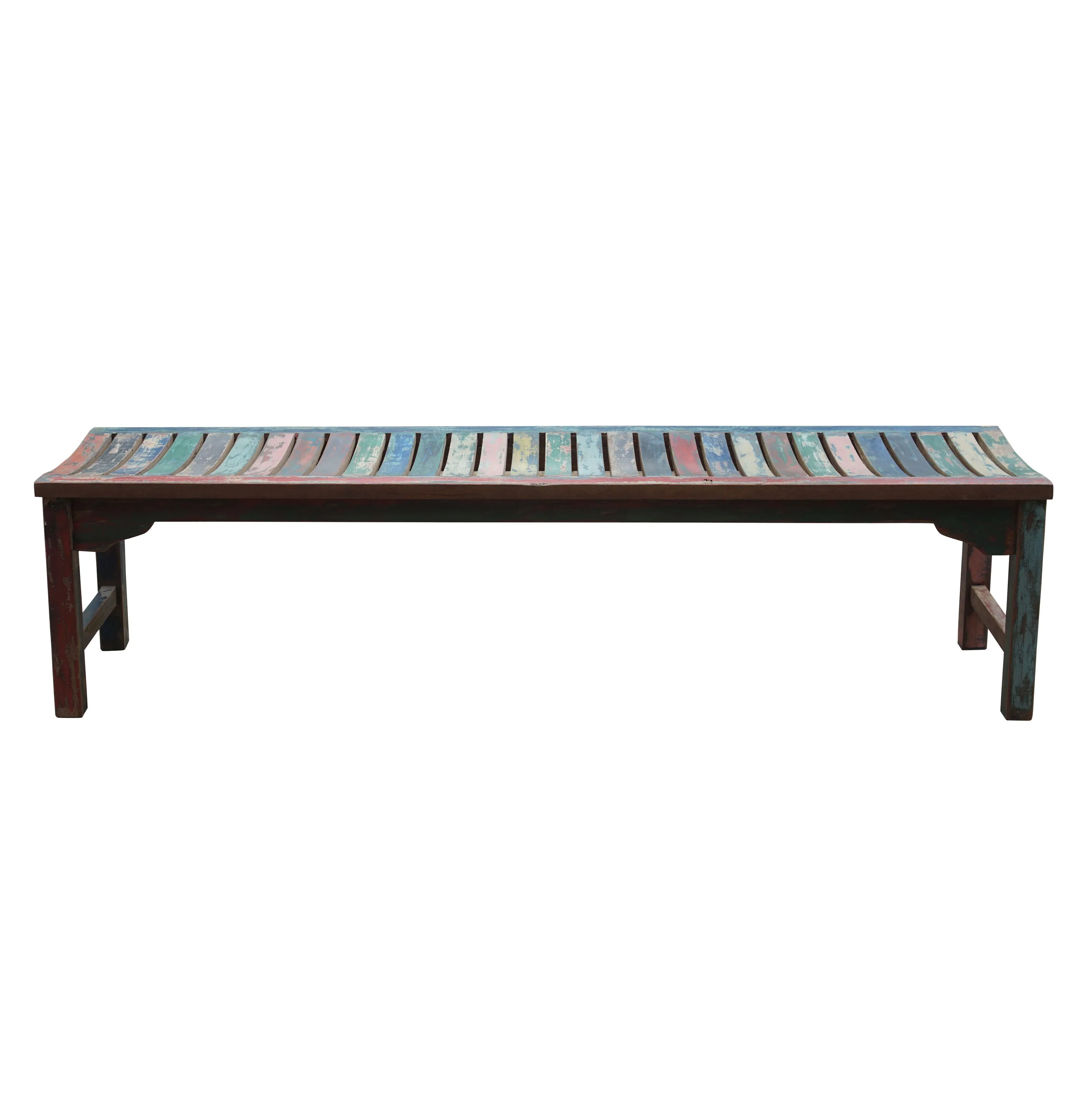 Marina del Rey Backless Dining Bench made from Recycled Teak Wood Boats, 6 foot