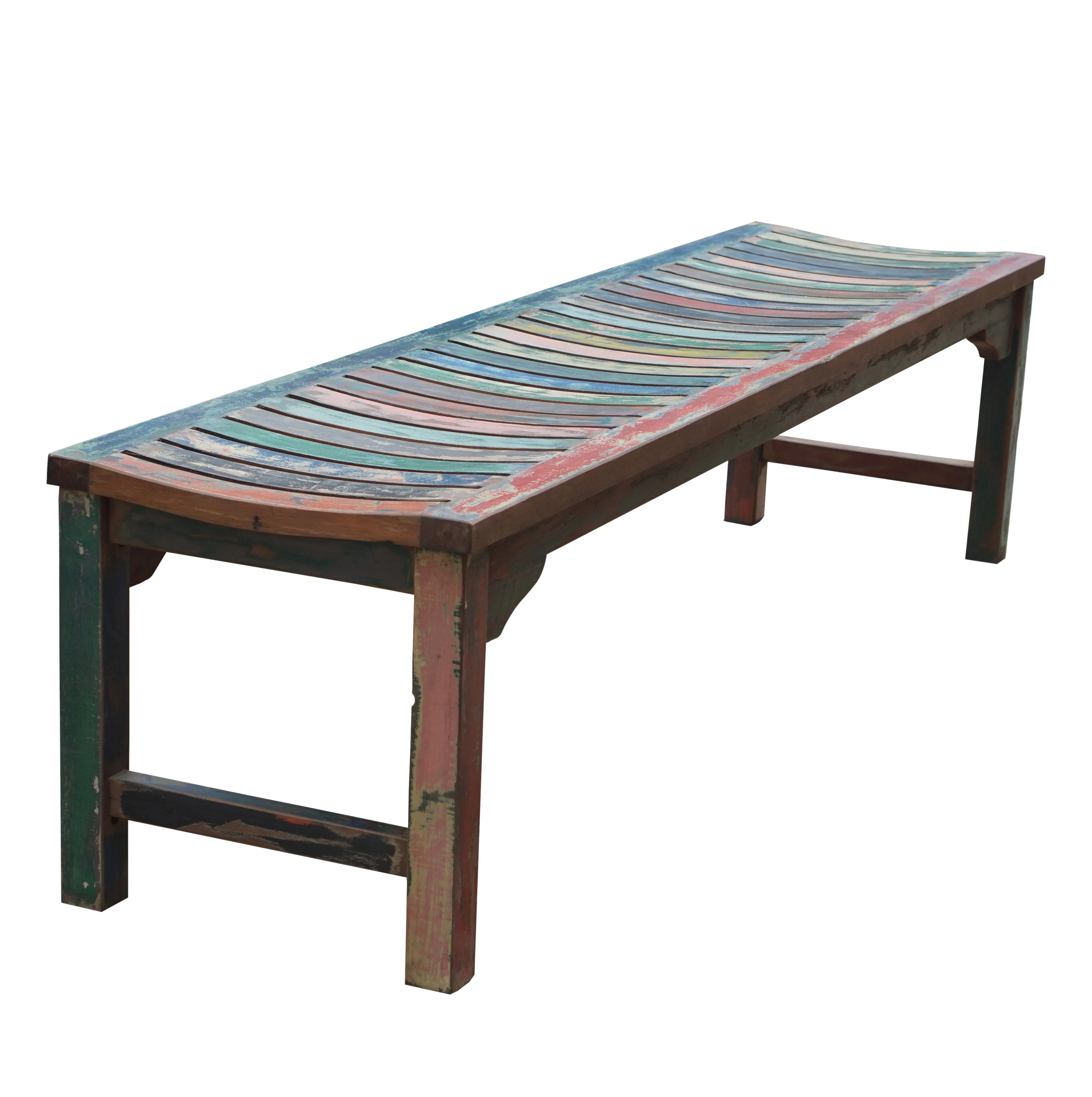 Marina del Rey Backless Dining Bench made from Recycled Teak Wood Boats, 6 foot